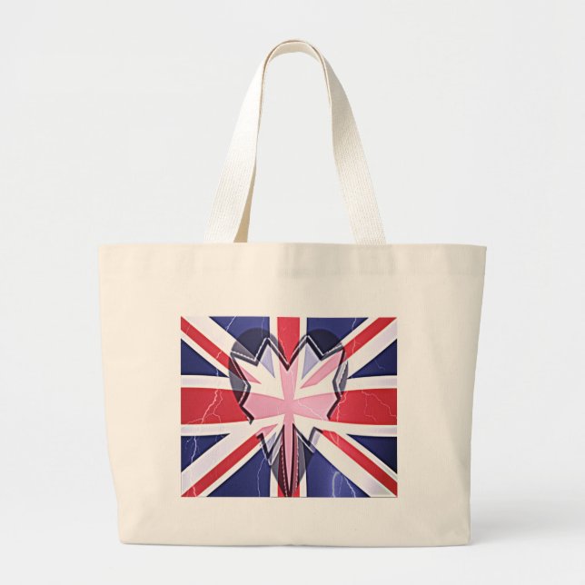 Bolsa Tote Grande Eu Amo o Reino Unido (Frente)