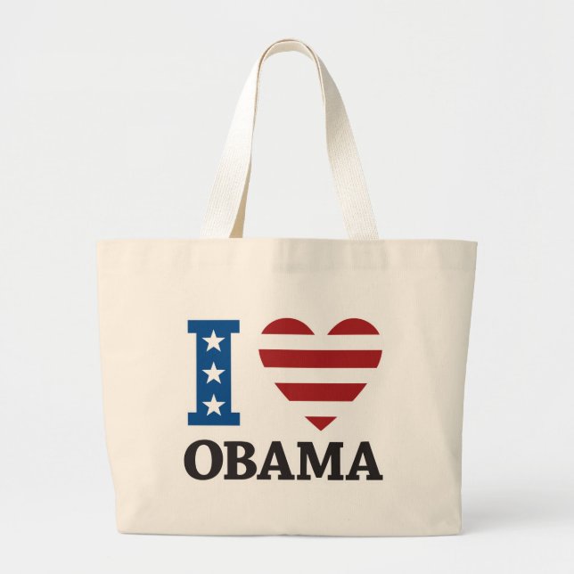 Bolsa Tote Grande Eu amo o saco de Obama (Frente)
