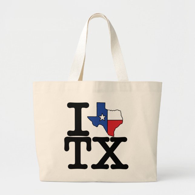 Bolsa Tote Grande Eu amo o saco de Texas (Frente)