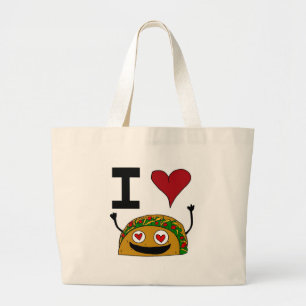 Bolsa Tote Grande Eu amo o saco do Taco