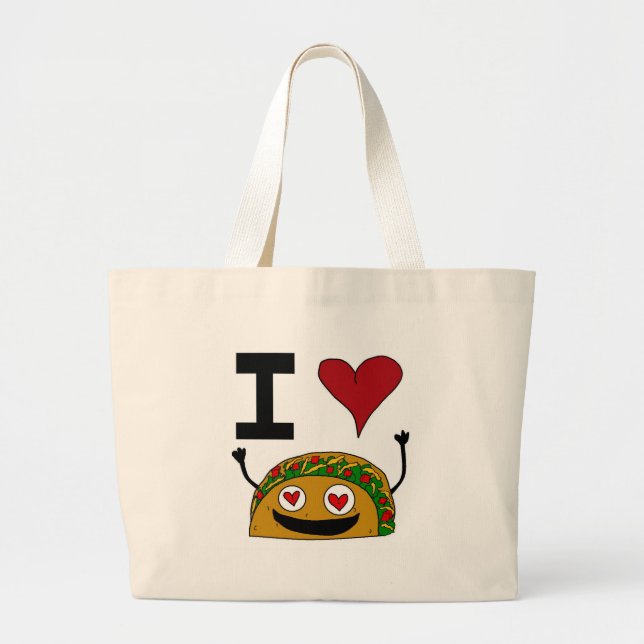 Bolsa Tote Grande Eu amo o saco do Taco (Frente)