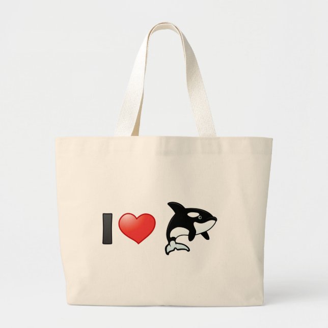 Bolsa Tote Grande Eu amo orcas (Frente)