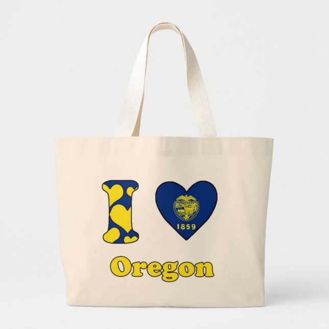 Bolsa Tote Grande Eu amo Oregon (Frente)