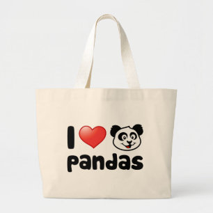 Bolsa Tote Grande Eu amo pandas