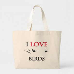 Bolsa Tote Grande Eu amo pássaros