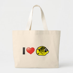 Bolsa Tote Grande Eu amo peixe-espada-de-guaxinim
