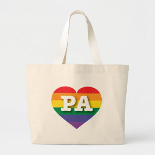 Bolsa Tote Grande Eu Amo Pensilvânia Rainbow Heart