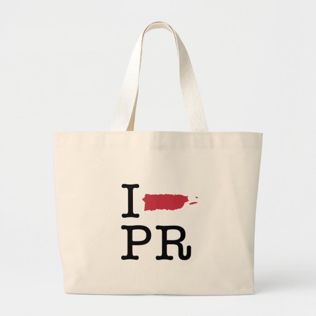 Bolsa Tote Grande Eu amo Puerto Rico (Frente)