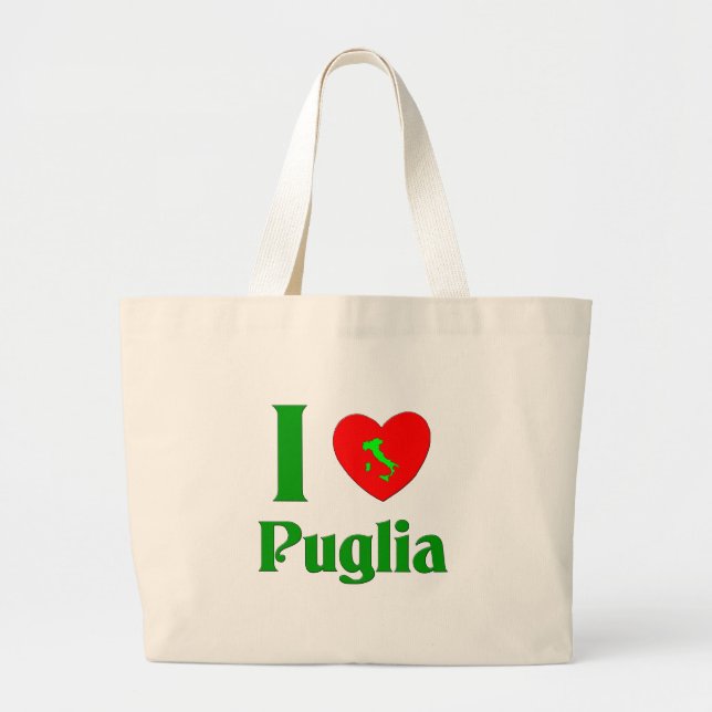 Bolsa Tote Grande Eu amo Puglia Italia (Frente)