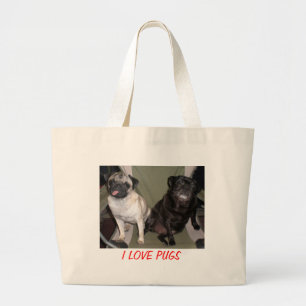 BOLSA TOTE GRANDE EU AMO PUGS