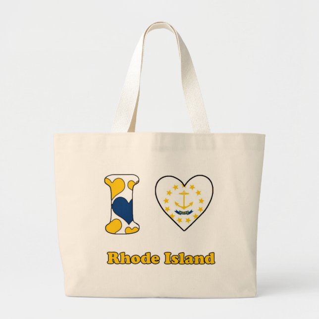 Bolsa Tote Grande Eu amo Rhode Island (Frente)