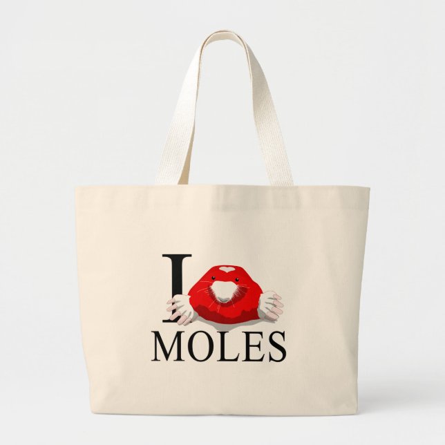 Bolsa Tote Grande Eu amo sacolas das toupeiras (Frente)