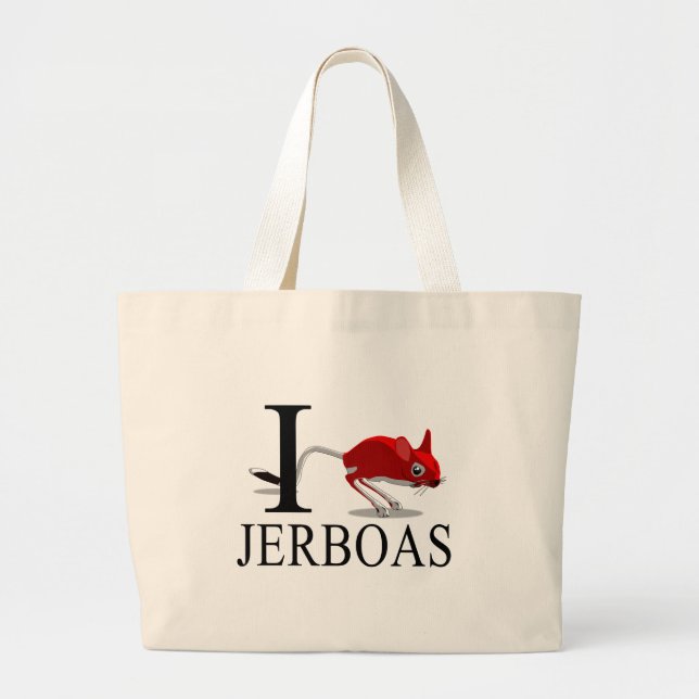Bolsa Tote Grande Eu amo sacolas de Jerboas (Frente)