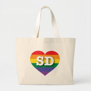 Bolsa Tote Grande Eu amo South Dakota Rainbow Heart