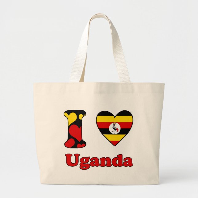 Bolsa Tote Grande Eu amo Uganda (Frente)