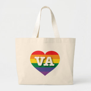 Bolsa Tote Grande Eu amo Virginia Orgulho gay Rainbow Heart