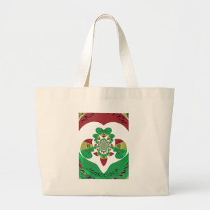 Bolsa Tote Grande Eu ♥ Bandeira - Amo Etiópia   Vermelho Dourado Ver