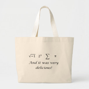 Bolsa Tote Grande Eu comi alguma camisa da matemática da torta