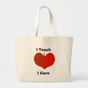 Bolsa Tote Grande Eu ensino, mim importo-me a sacola