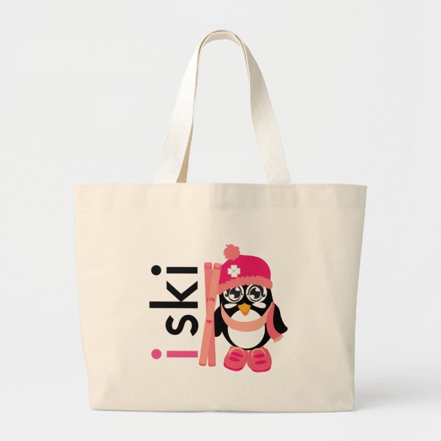 Bolsa Tote Grande Eu esquio pinguim (Frente)