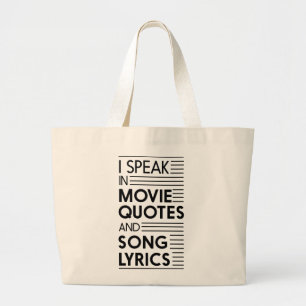 Bolsa Tote Grande Eu falo em citações do filme e em poemas líricos