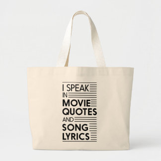 Bolsa Tote Grande Eu falo em citações do filme e em poemas líricos
