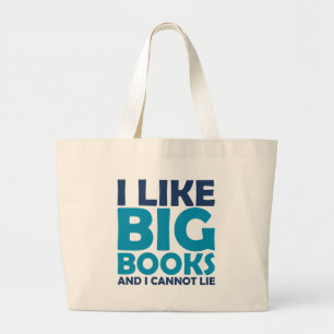 Bolsa Tote Grande Eu gosto de livros grandes e eu não posso