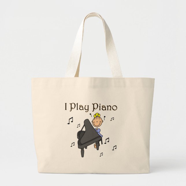 Bolsa Tote Grande Eu jogo o saco do piano (Frente)