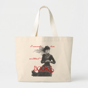 Bolsa Tote Grande Eu não posso viver sem os livros