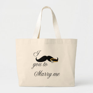 Bolsa Tote Grande Eu o bigode... para me Casado