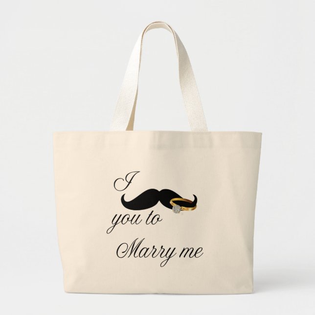 Bolsa Tote Grande Eu o bigode... para me Casado (Frente)