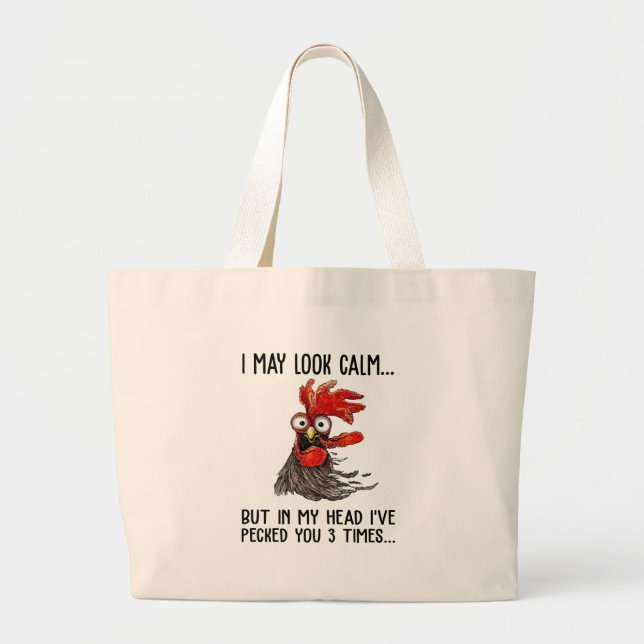 Bolsa Tote Grande Eu posso parecer calma, mas minha cabeça eu te dei (Frente)