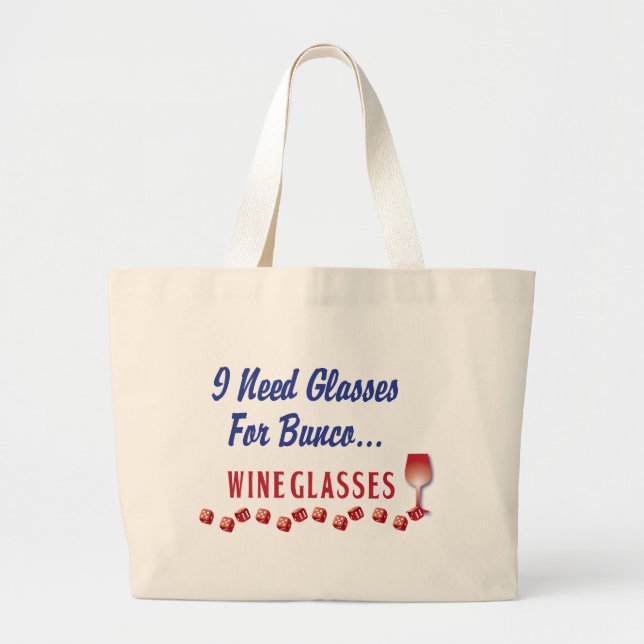 Bolsa Tote Grande Eu preciso vidros para vidros de vinho do bunco… (Frente)