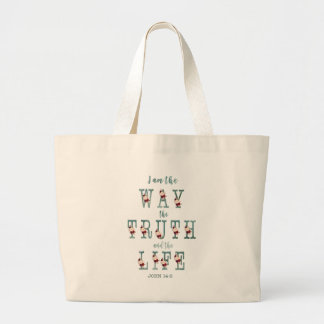 Bolsa Tote Grande Eu sou o caminho da verdade e da tipografia da vid