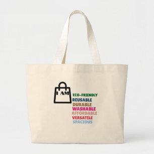 Bolsa Tote Grande Eu sou - Um Saco De Tote Que Fala Força"
