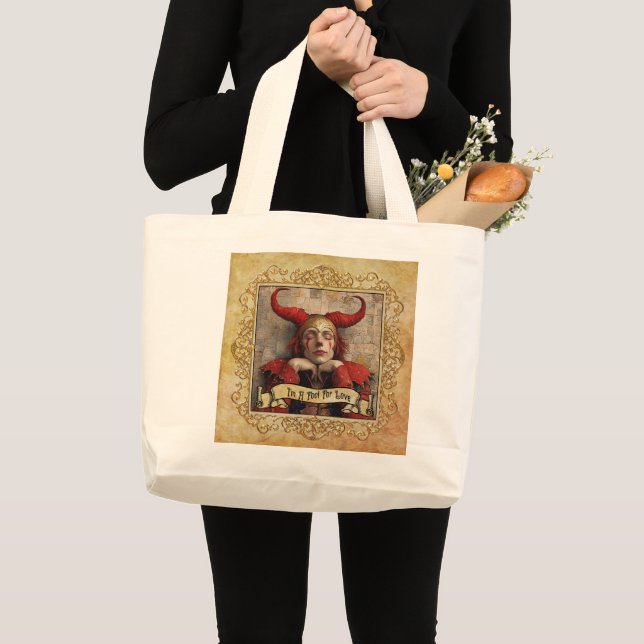 Bolsa Tote Grande Eu sou um tolo pelo amor! (Frente (produto))