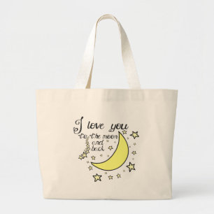 Bolsa Tote Grande Eu te amo à lua e à parte traseira