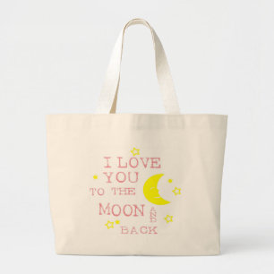 Bolsa Tote Grande Eu te amo às citações da lua e da parte traseir
