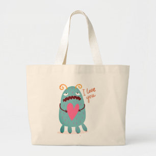 Bolsa Tote Grande EU TE AMO, MONSTRO FELIZ PERSONALIZADO SACO DE Tot