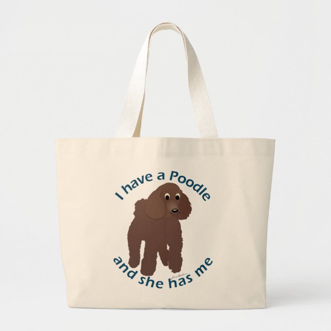 Bolsa Tote Grande Eu tenho um poodle (Frente)