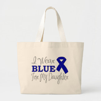 Bolsa Tote Grande Eu visto o azul para minha filha (a fita azul)