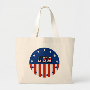 Bolsa Tote Grande EUA - Bandeira Americana e Estrelas em Círculo