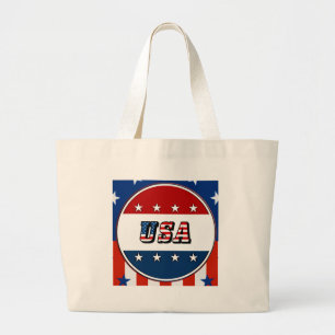 Bolsa Tote Grande EUA - Bandeira Americana e Estrelas no Círculo #2