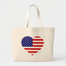 Bolsa Tote Grande EUA Heartflag jtcnt