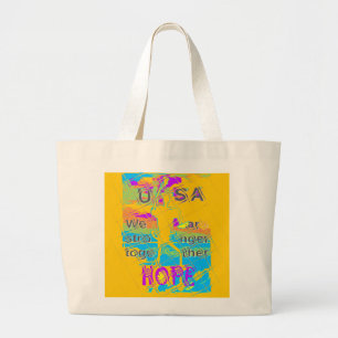 Bolsa Tote Grande EUA Hope: Design Texturizada Colorida