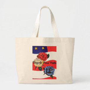 Bolsa Tote Grande EUA Sinalizador Rosa Vermelho Branco e Azul"Obriga