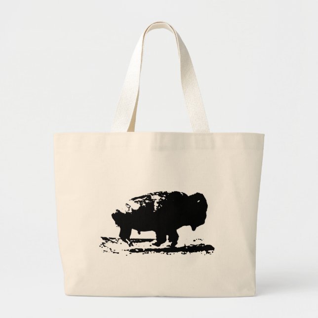 Bolsa Tote Grande Executando Buffalo Bison Pop Art (Frente)