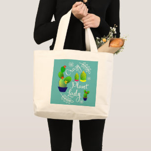 Bolsa Tote Grande Fábrica Louca Lady Funny Cactus