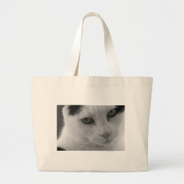 Bolsa Tote Grande Face de gatos brancos e pretos