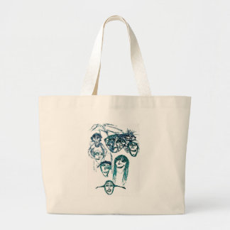 Bolsa Tote Grande faces impressão brancas